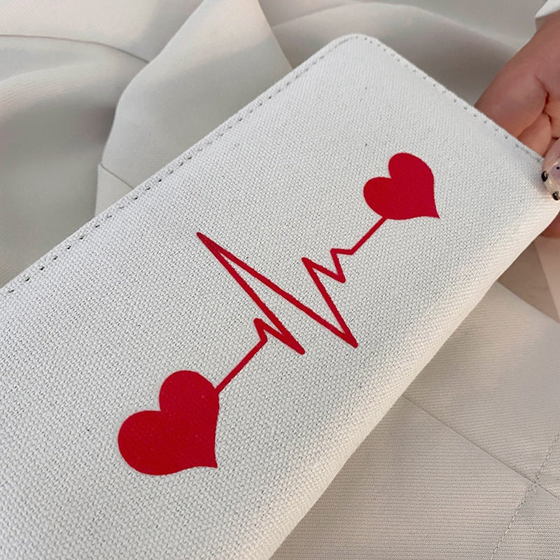 Two Foldable Canvas Student Cute Simple Wallet
