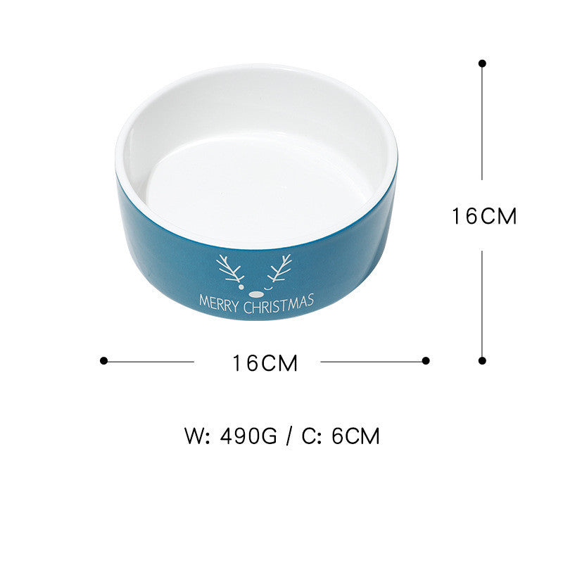 Pet Christmas Ceramic Bowl With Cat Ear Shape Cat Bowl