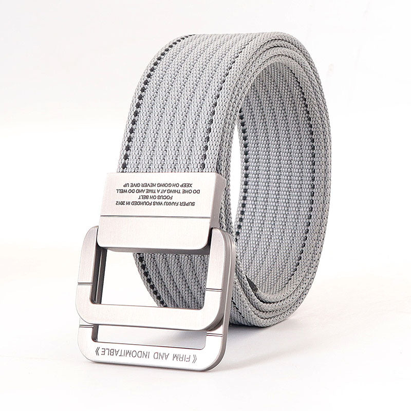 Alloy Double Ring Buckle Woven Nylon Tactical Sports Outdoor Waist Belt