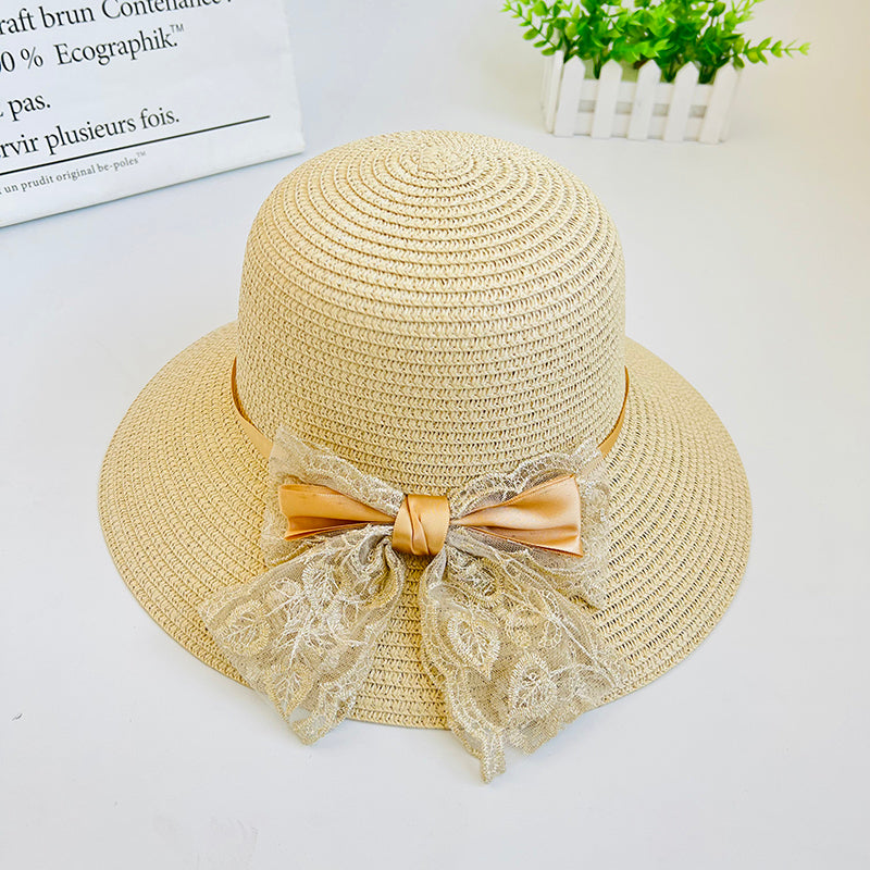 Women's Summer Outdoor Vacation Shade Bow Straw Hat