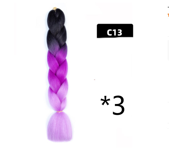 Color Big Braid African Chemical Fiber High Temperature Silk Wig Gradient
