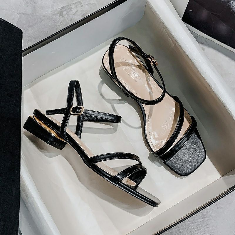 Flat Low Heel With Skirt Strap Sandals