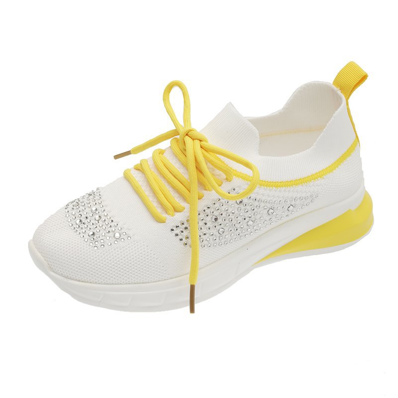 Sommer ny stil Rhinestone Casual Sko Dame Gåsko Strømpe Sportssko