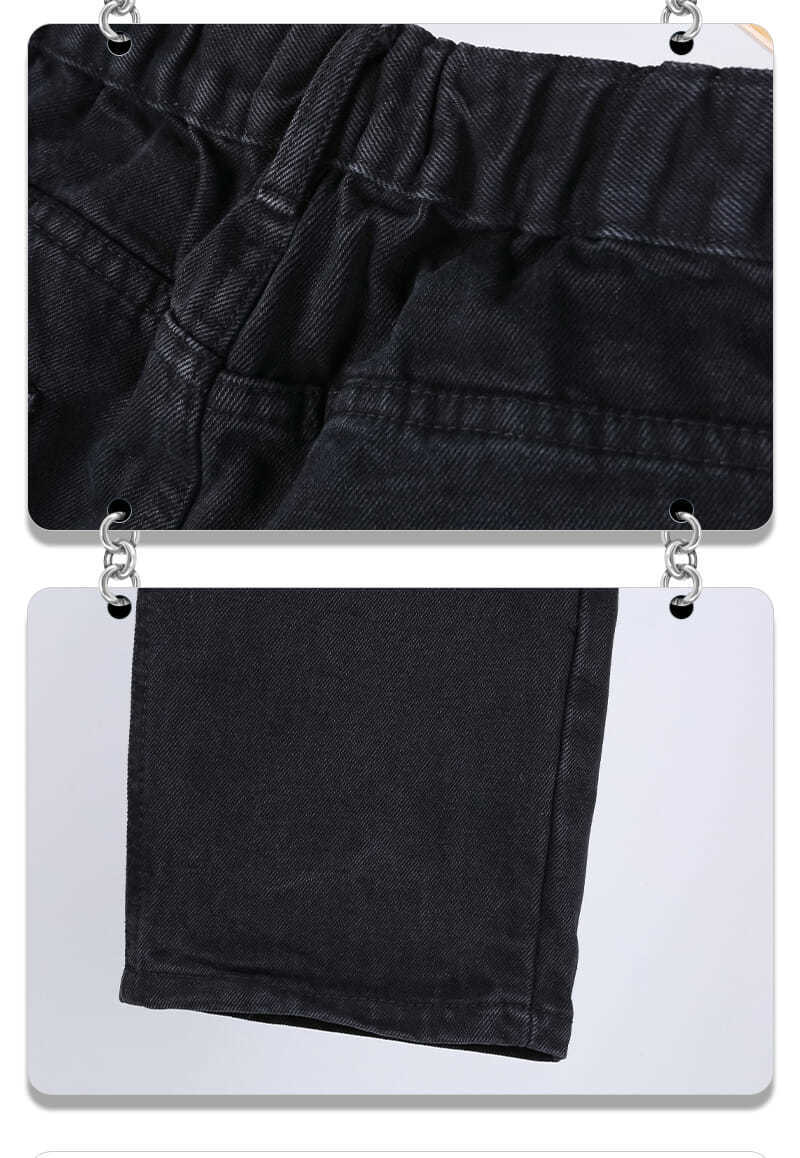 Dark American Street Lightning Print Black Jeans Straight Casual Loose Mop