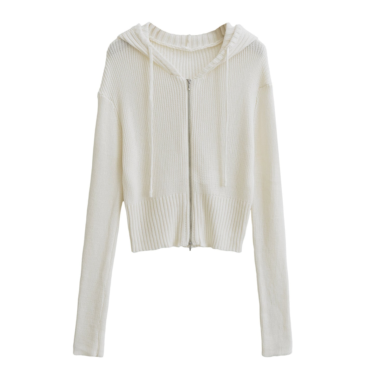Women's American-style Hooded Zipper Knitted Cardigan Early Autumn New Short