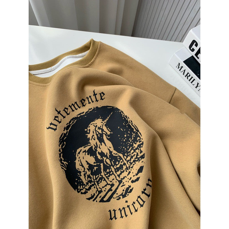 Women's Casual Round Neck Niche Print Pullover Sweater