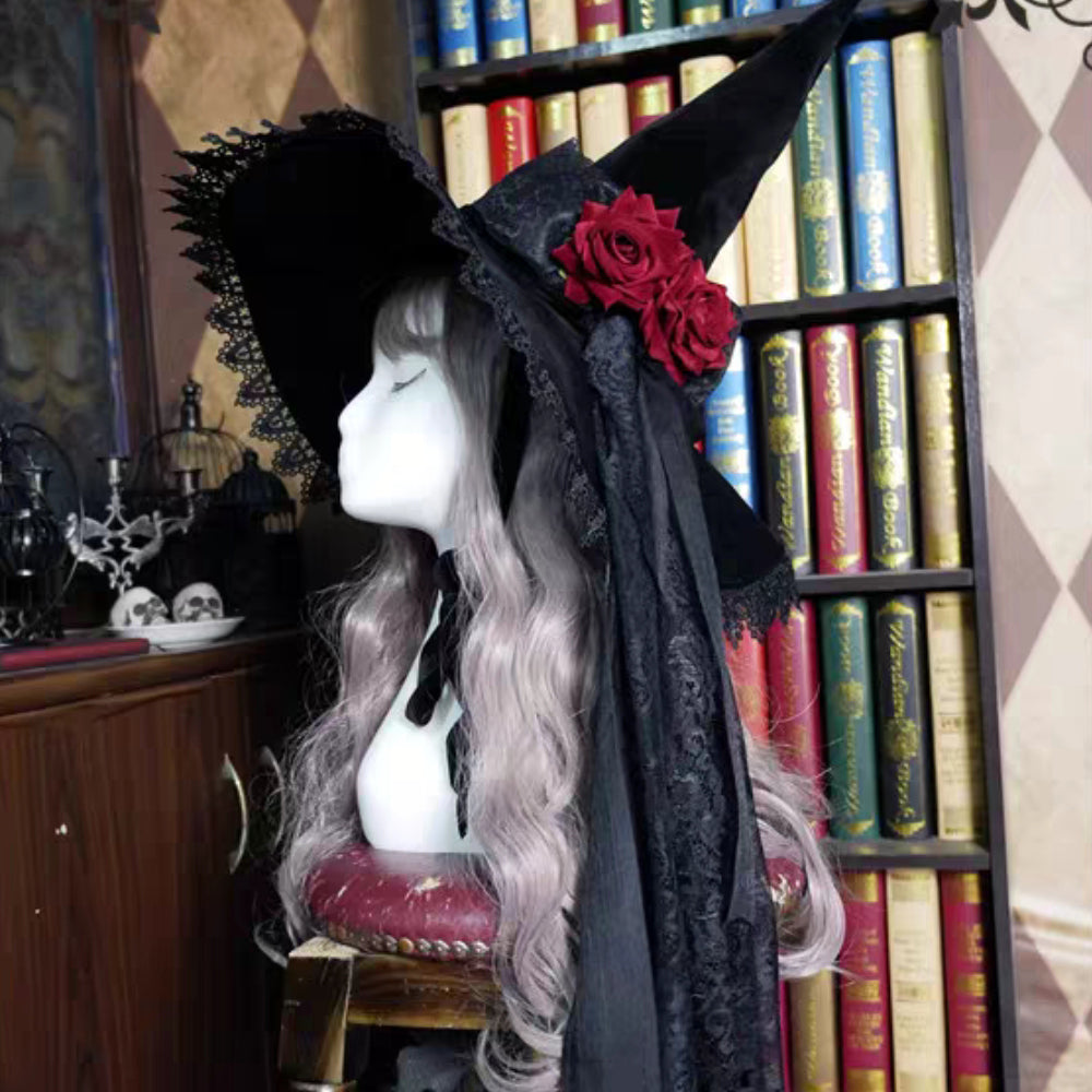 Halloween tyk fløjl blonde lang streamer kvindelig troldmandshat