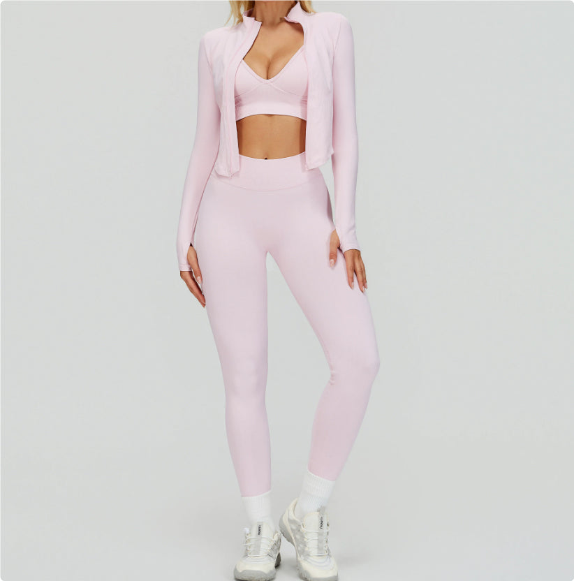 Seamless Tight Yoga Waist Outdoor Sports Suit