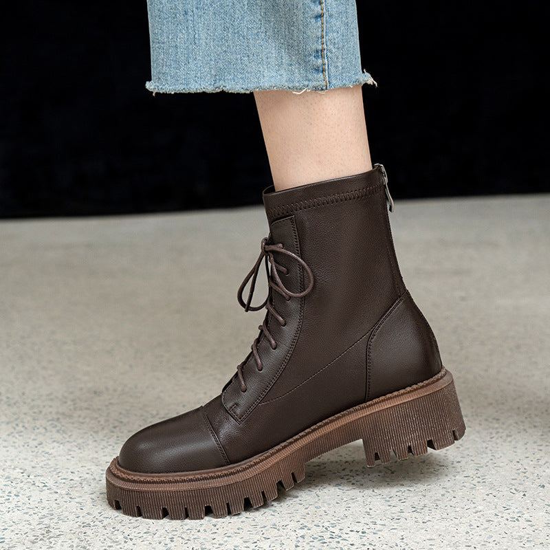 Thick-soled Martin Boots Women's British Style Was Thin And Short