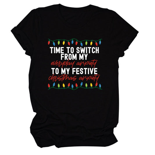 Pattern Printing Casual Short-sleeved T-shirt Women's Tops