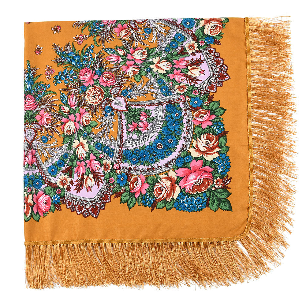 Shade And Sunscreen Printed Fringed Shawl