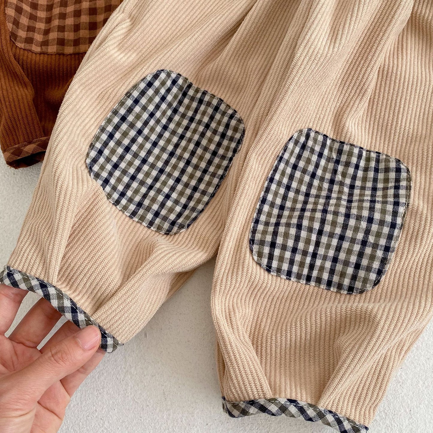 Baby Corduroy Check Pattren All-match Trousers