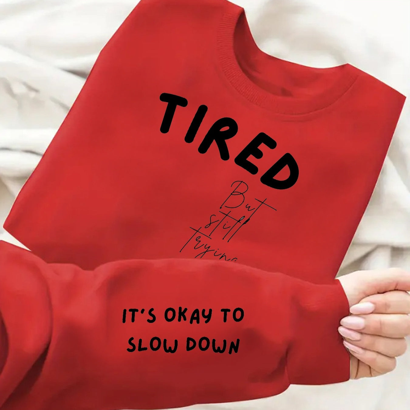 Vibrant Letter Print Crew Neck Sweatshirt Soft