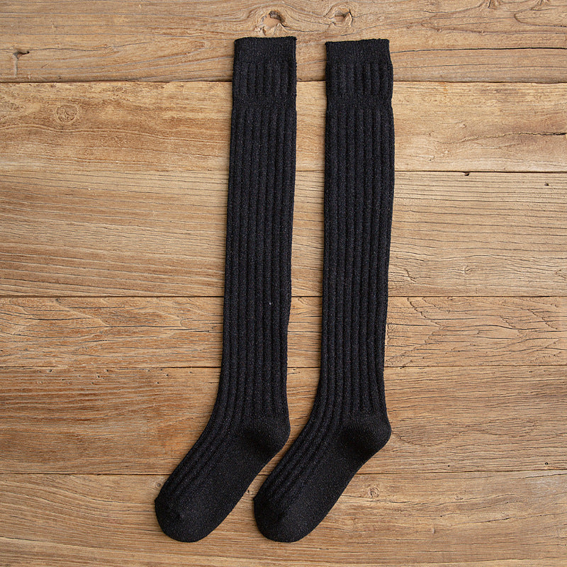 Simple College Wind Over The Knee Socks