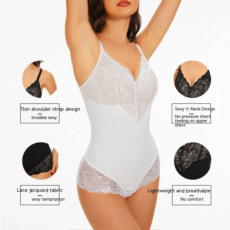 Siamesisk kropsformende mavekontraherende hofteløftende shapewear-undertøj elastisk korset slankende