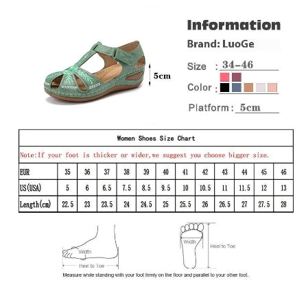 Casual Women's Sandals Stitching Non-slip Light Soft Tendon Bottom Plus Size Retro