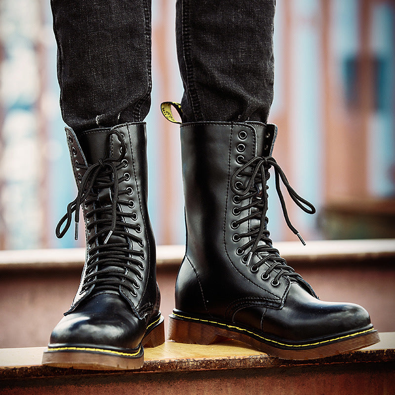 Men's Breathable Leather Cotton Shoes Lace-up