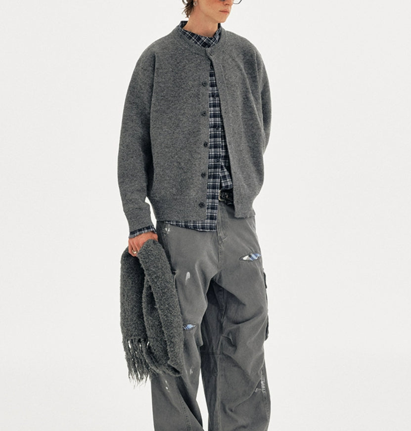 Patchwork Plaid Mock Two Piece Knit Top