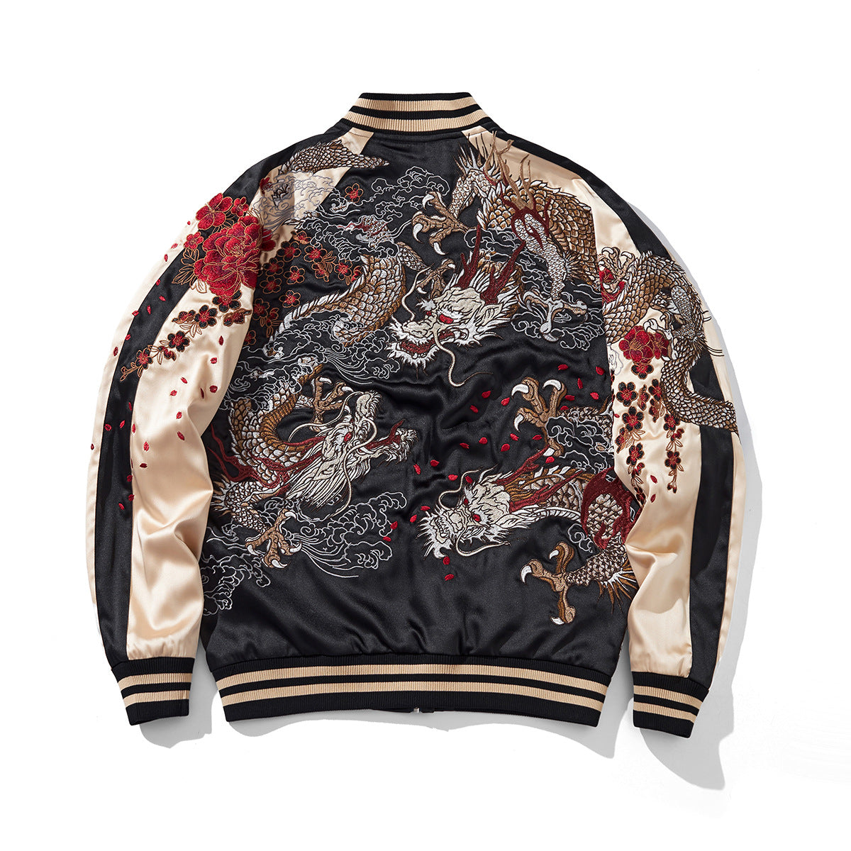 Heavy Duty Embroidered Divine Beast Flying Dragon Mens Casual Baseball Jacket