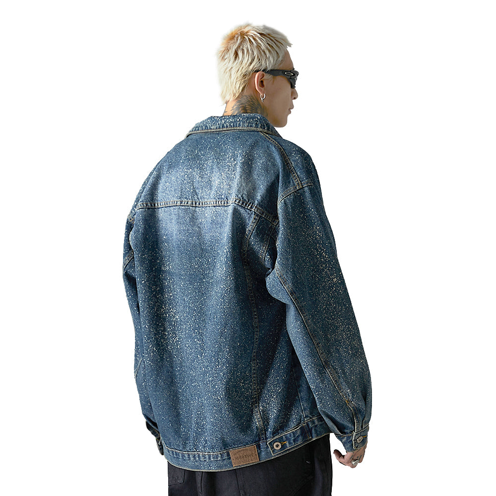Splash-ink Splash Heavy Industry Washed Silver Hand-painted Denim Coat