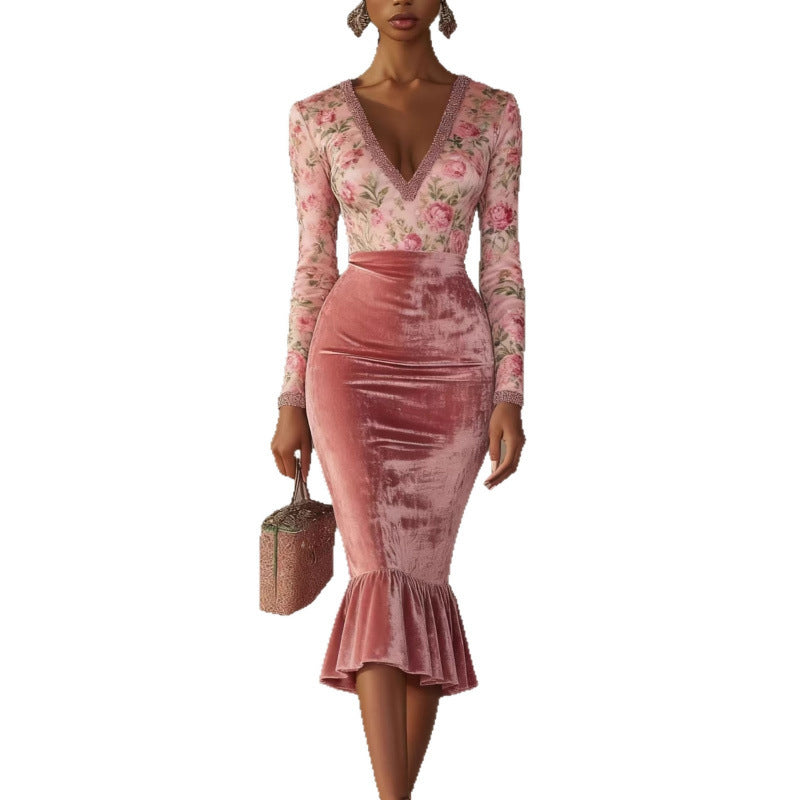 Womens Velvet Dress A Flattering Form Fitting Body Hugging Skirt That Creates A Slimming Look
