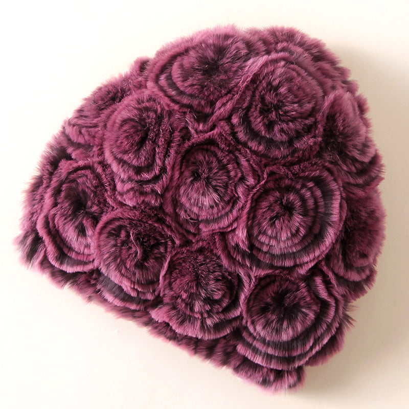 Ptah Hat Female Rex Rabbit Fur Warm Hat