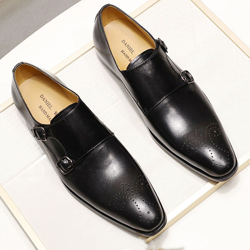 Casual Men's Shoes Double-breasted Top Layer Cowhide