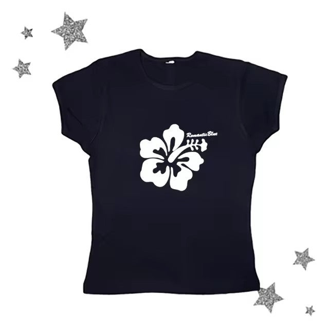 Flower Letter Printed Casual Short Sleeve