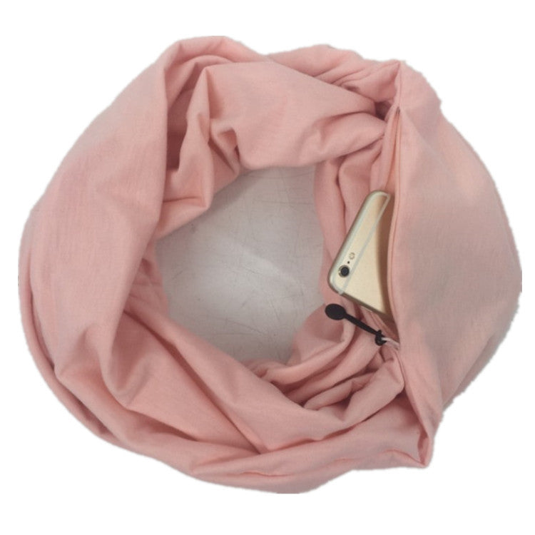 Double Layer Solid Color Pocket Scarf