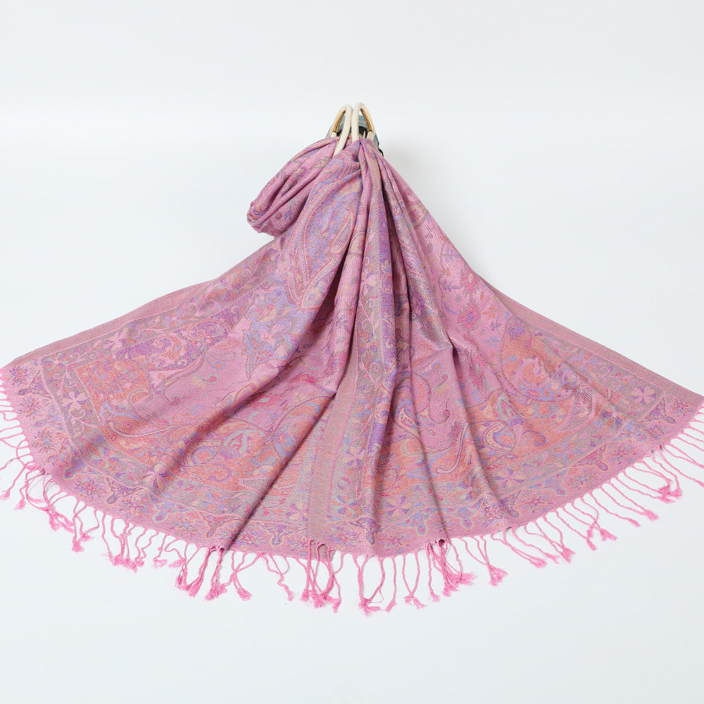 Export Scarf Ethnic Style Jacquard Cashew Tassel Shawl