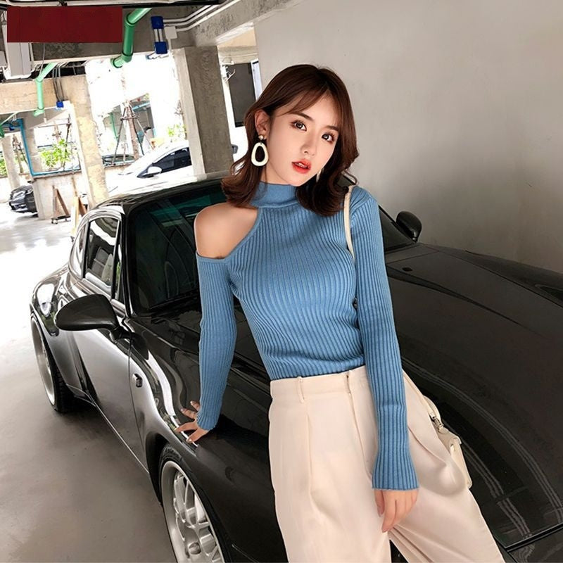 Women's Stand-up Base Shirt Slim Fit Small Figure Frosted Sweater