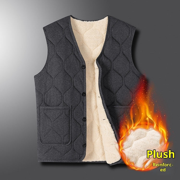 Middle-aged Men's Fleece-lined Thick Cotton Vest