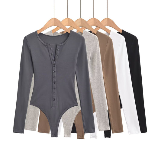 Women's Breasted Long Sleeve Jumpsuit