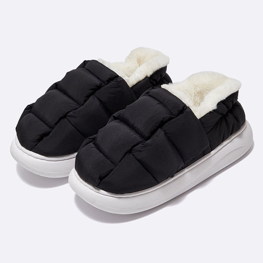 Twist Top Down Cloth Bag Root Plus Velvet Slippers