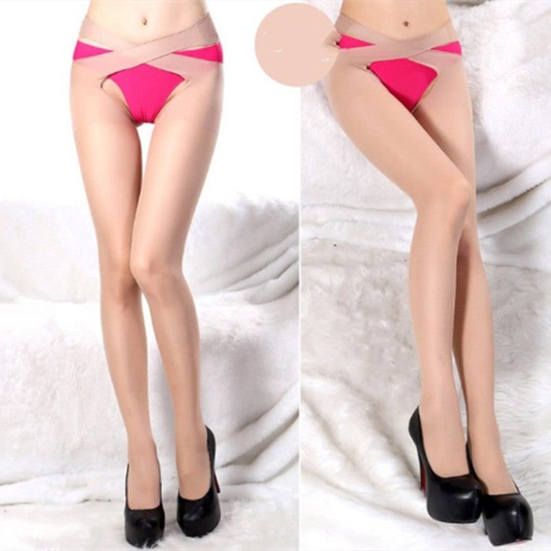 Women's Fashion Solid Color Split Diagonal Stockings