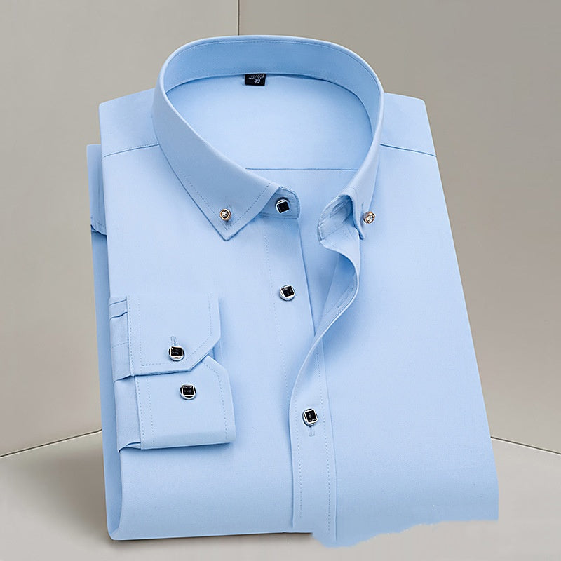 Business Formal Wear Men's Shirt Professional Wedding Best Man Non-ironing Pure White
