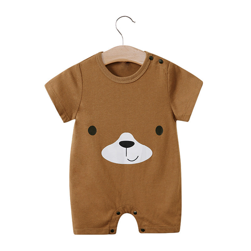 Summer Baby Short Sleeve Cotton Cartoon Jumpsuit