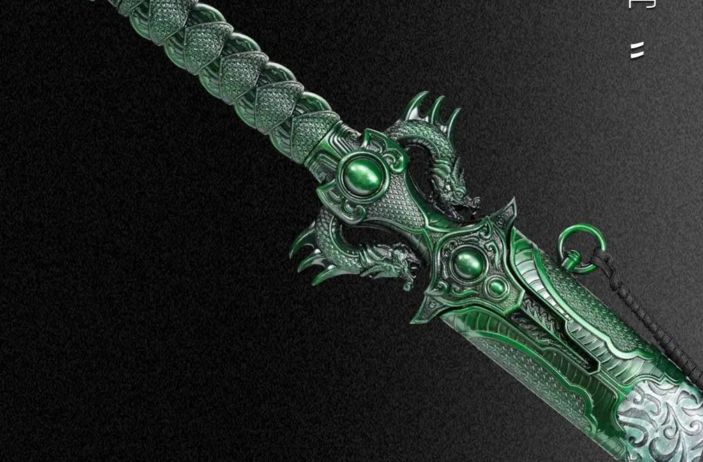 Green Green Dragon Longquan Sword Green Bamboo Fengyun Sword High-Manganese Steel Blade Self-Defense Cold Weapon  Item