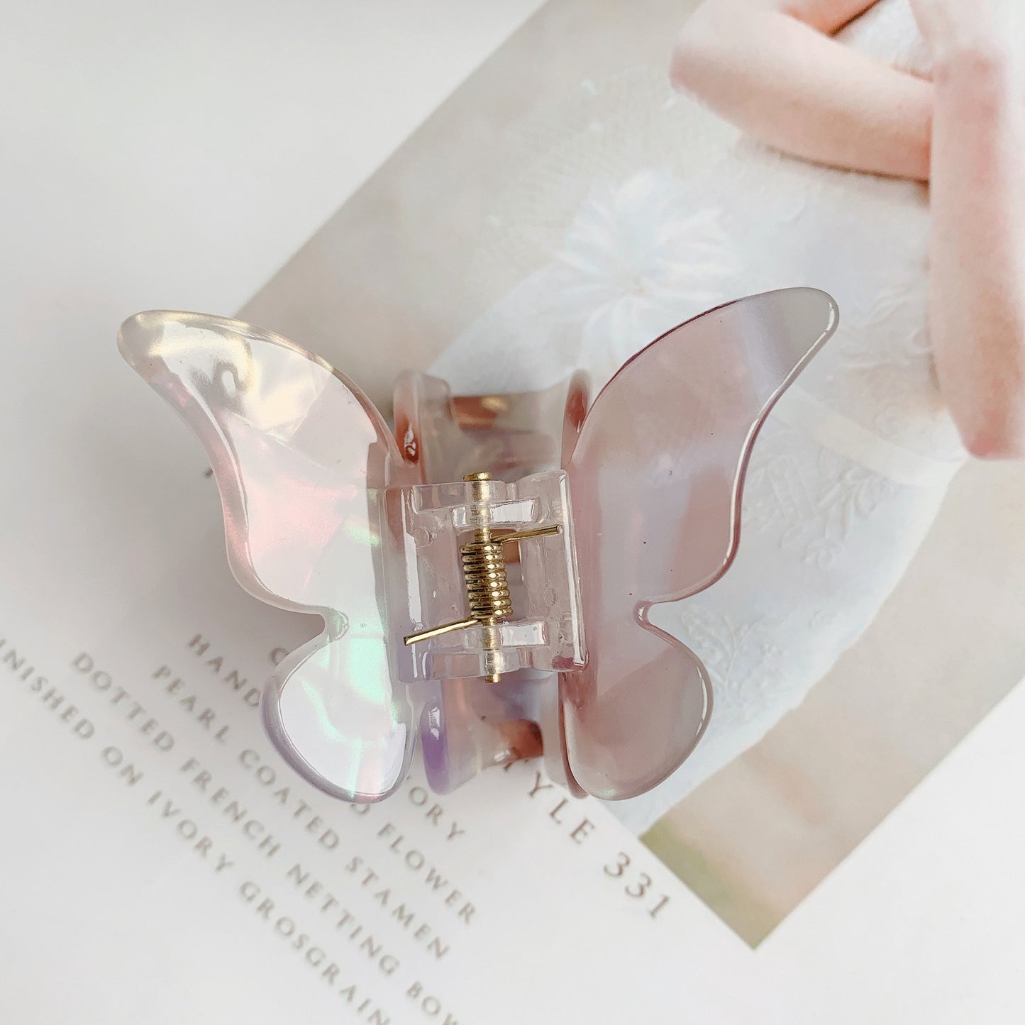 Girls Ins Acetate Butterfly Colorful Grab Clip