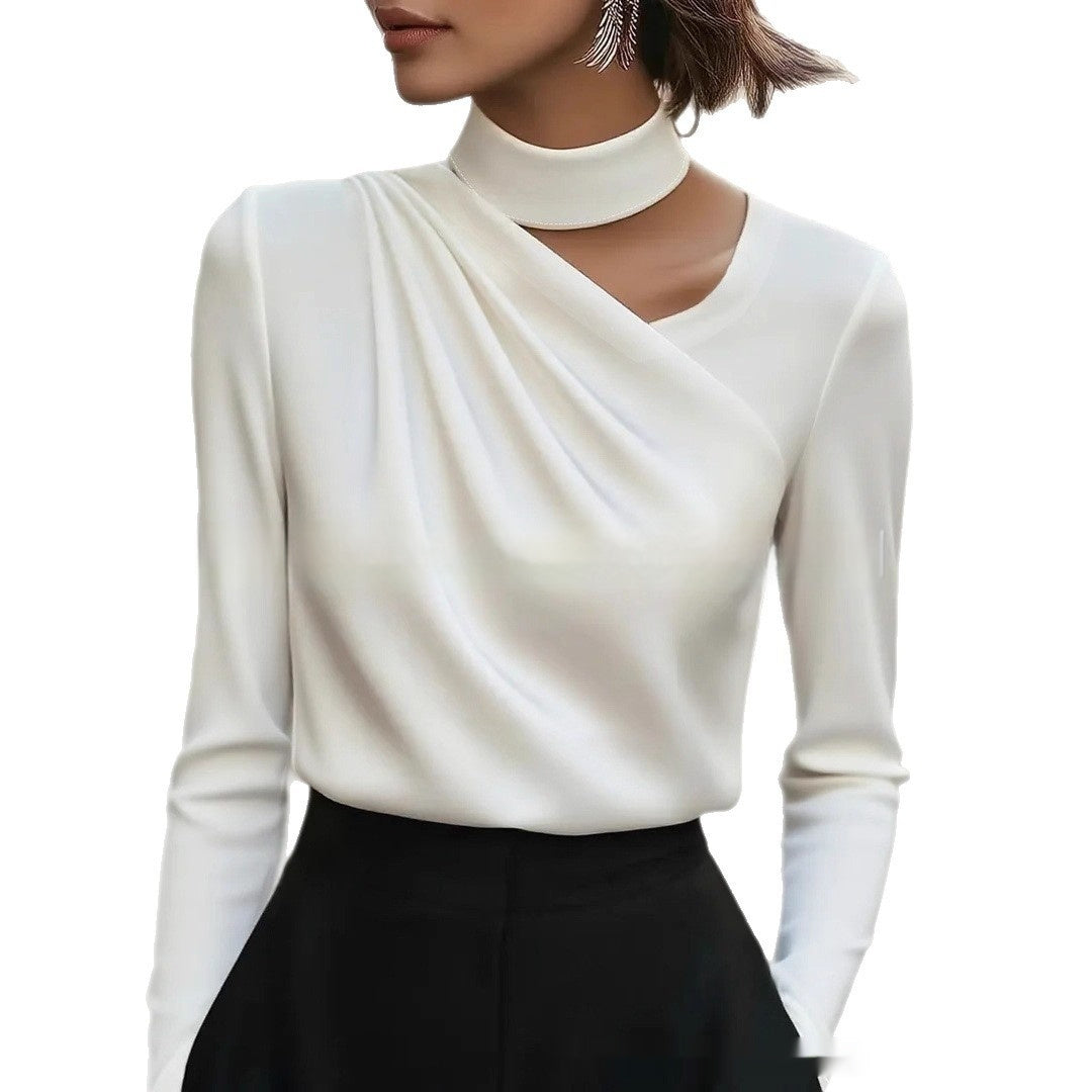 Elegant Designer-inspireret Langærmet Pendlerbluse til Kvinder