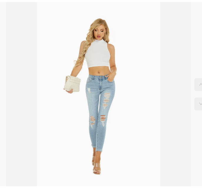 European And American Style Women's Ripped Skinny Jeans