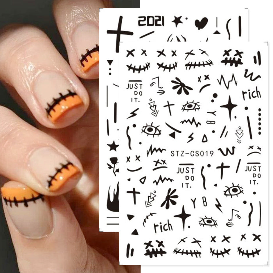 Facebook English Letters Fruit Graffiti Flame 3D Adhesive Stickers