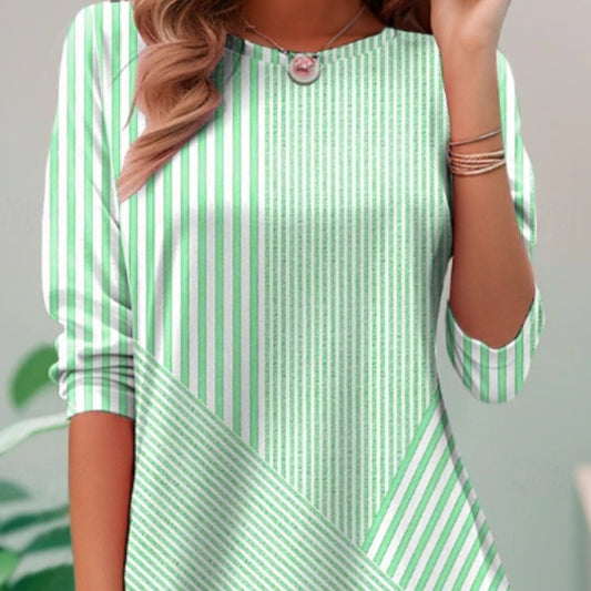 Plus Size Cardigan til Kvinder Med Asymmetriske Striber Patchwork Top