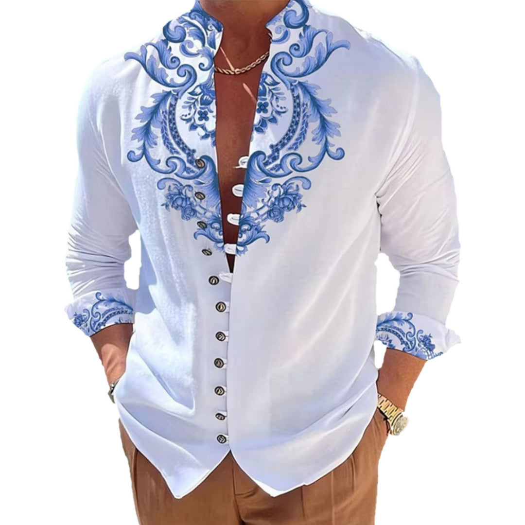 Printed Shirt Cardigan Casual Top  3D