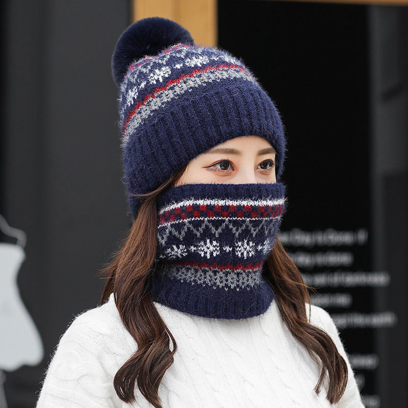 Ladies Outdoor Fleece Thickened Rabbit Fur Knitted Hat