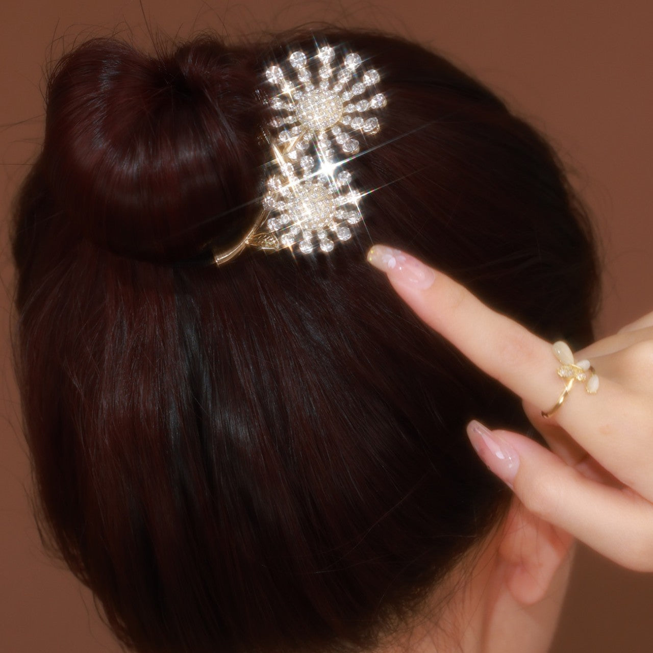 Exquisite Flower Zirconium Curling Hair Alloy Crystal Ornament