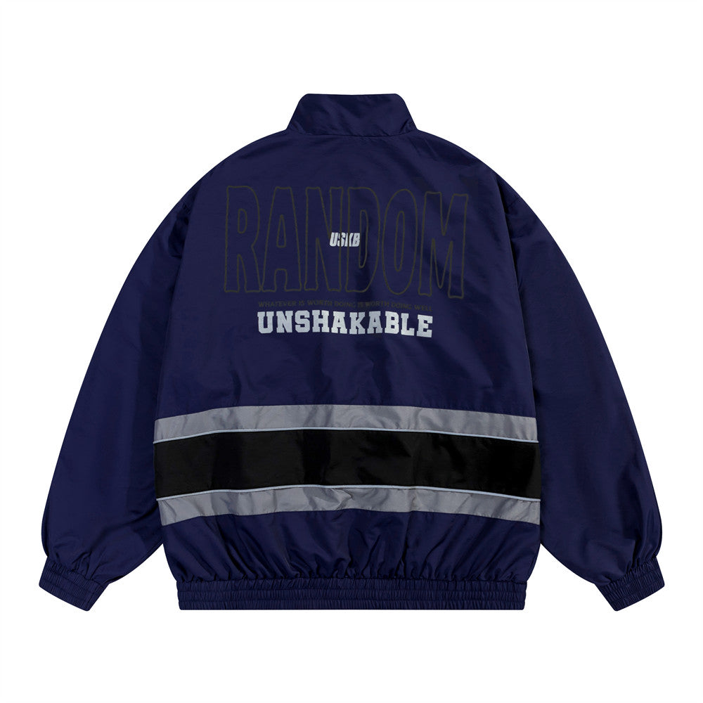 Men Fashion Brands European And American Color Contrast Patchwork Letter Printing Shell Jacket