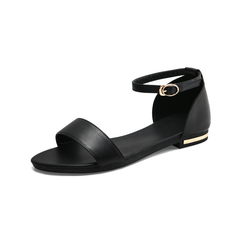 Flat Sandals Women's Leather Non-slip Soft Sole Word Belt