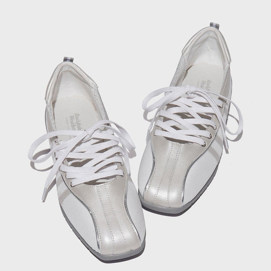 Womens Niche Square-toe Ballet Flats With Crisscross Straps