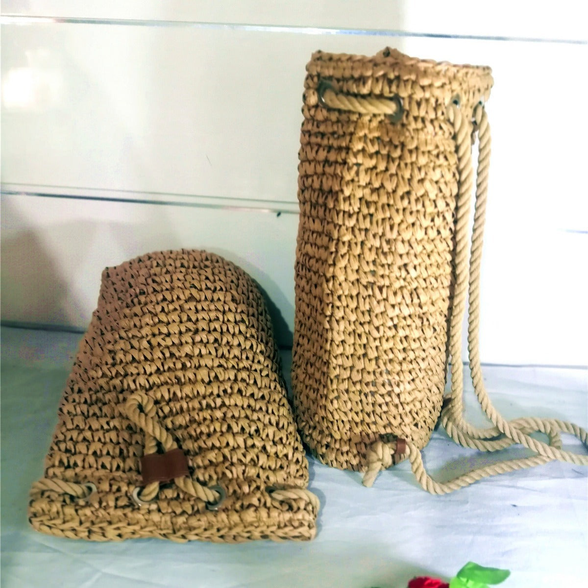 Fashion Crochet Backpack Large Capacity Photo Vacation Beach Shopping Straw Bag